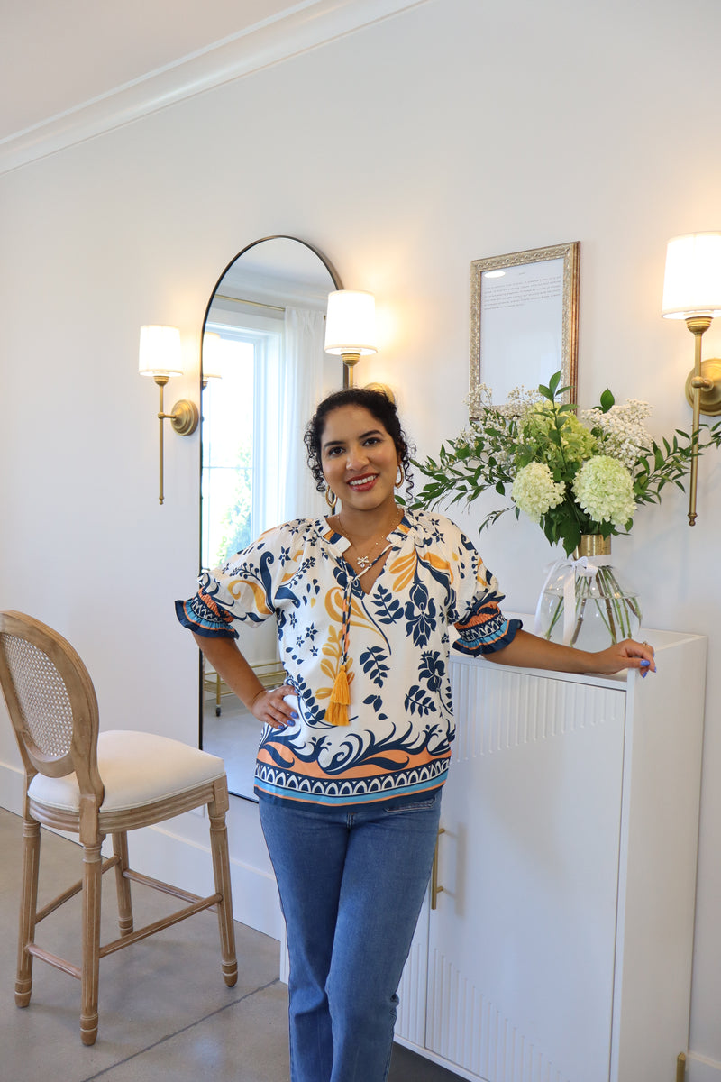 Harvest Border Peasant Top