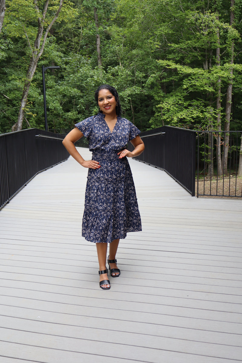 Hailey Navy Floral Dress