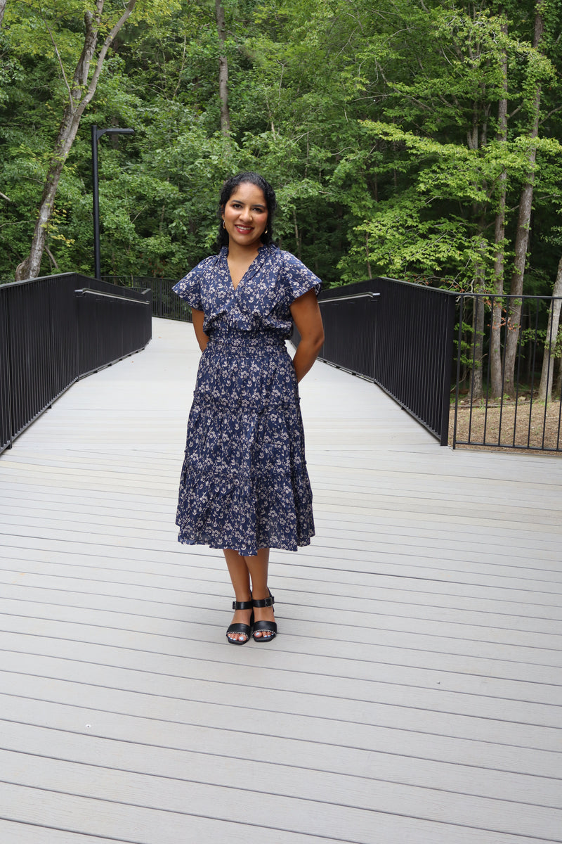 Hailey Navy Floral Dress