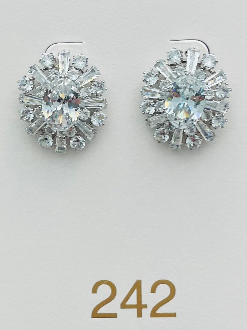 Crystal Burst Studs - Silver