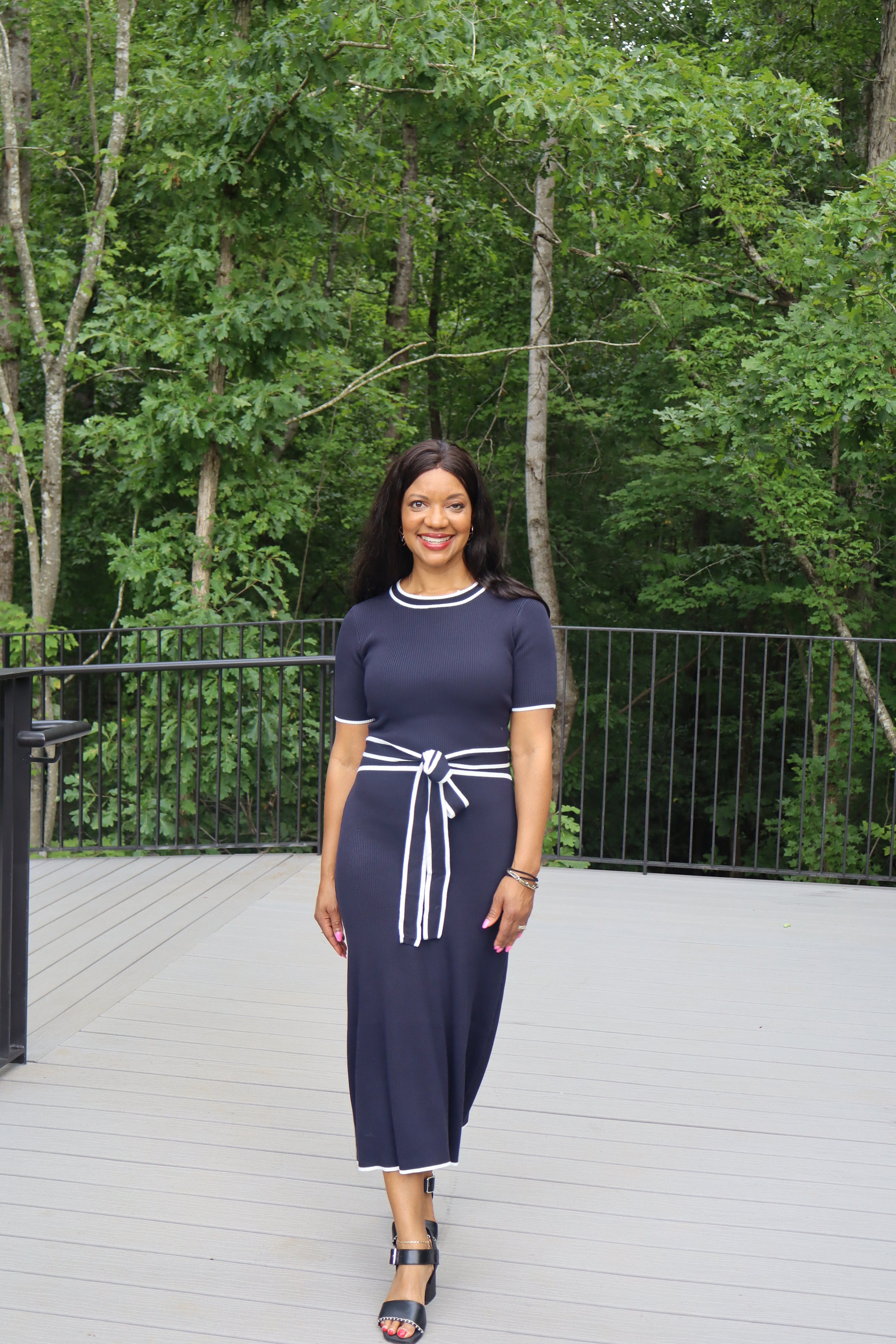 Contrast Trim Sweater Dress