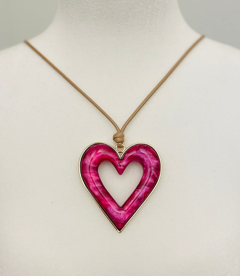 Open Your Heart Necklace - Pink