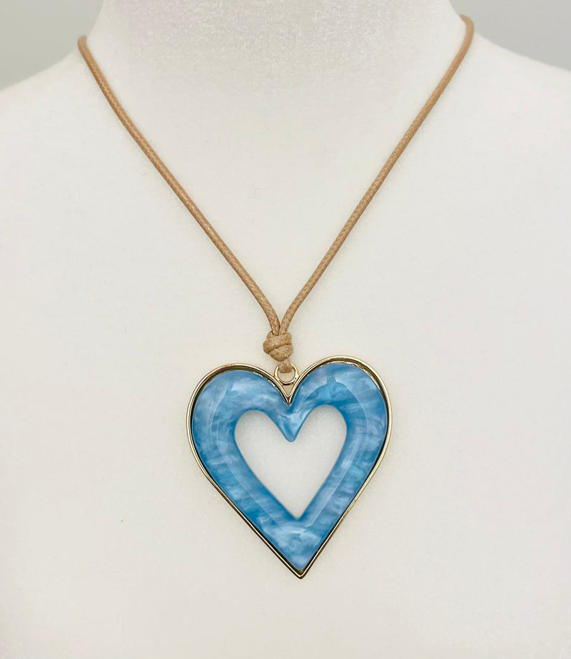 Open Your Heart Necklace - Blue