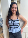 Contrast Trim Smocked Blouse