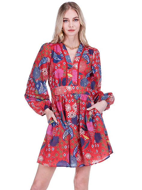 Firework Trimmed Cinched Waist Dress