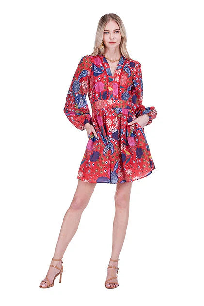 Firework Trimmed Cinched Waist Dress