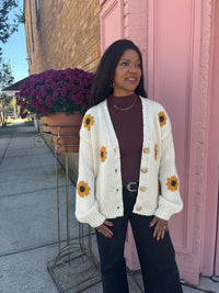 Sunflowers Cream Cardigan Sweater