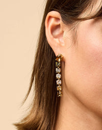 Linear Gem Earrings Bronze