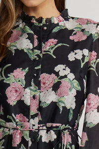 Nina Black Floral Mini Dress