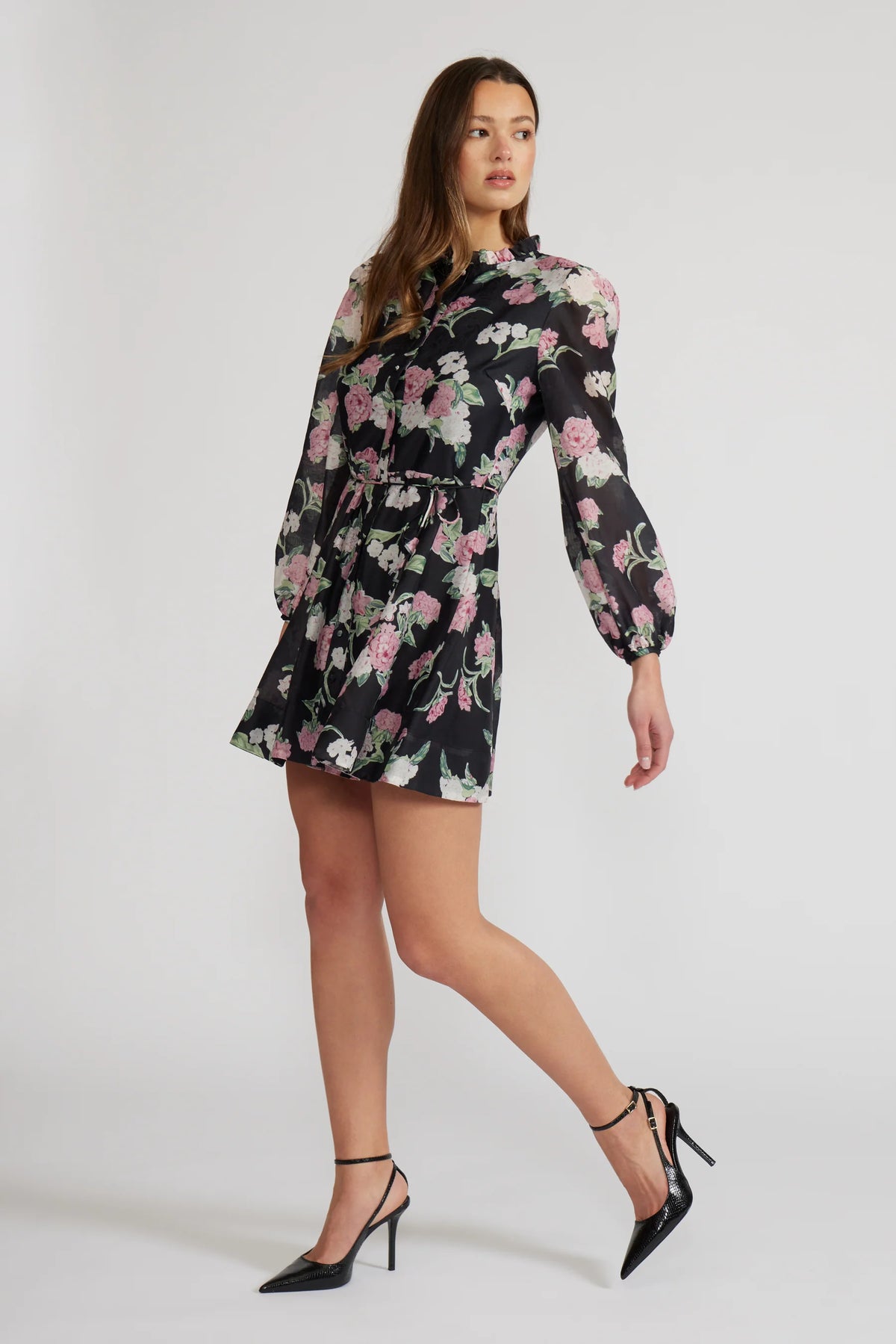 Nina Black Floral Mini Dress