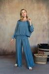 Madelyn Silk Pants - Aegean Blue