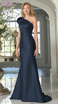 Navy One Shoulder Gown | C-MV1358