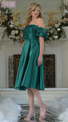 Emerald Tea-Length Sleeved Gown | C-MV1369