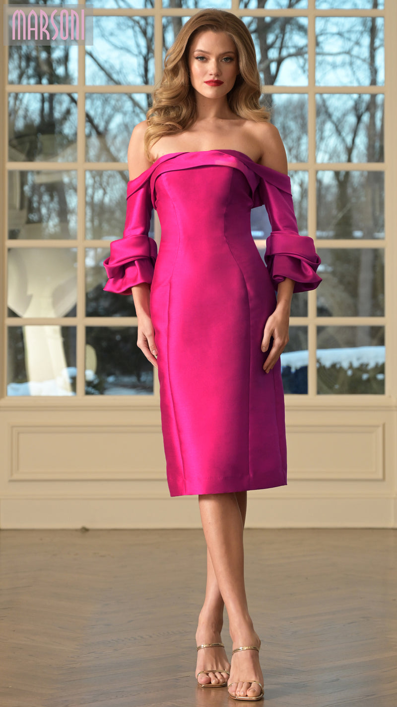 Dupioni Fuchsia Sheath Dress | C-MV1370