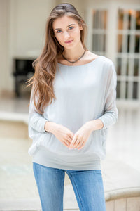 Cassandra Silk Top - Pearl Gray