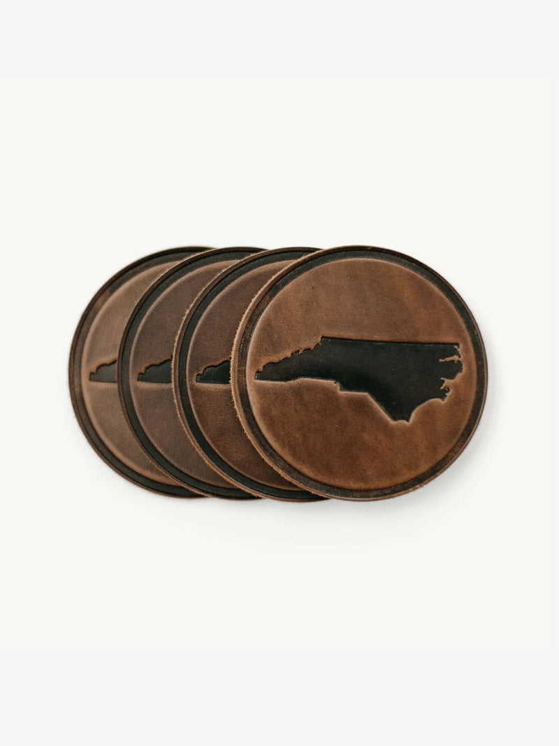 Leather North Carolina Coasters