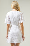 Le Lune Faux Wrap Lace Mini Dress