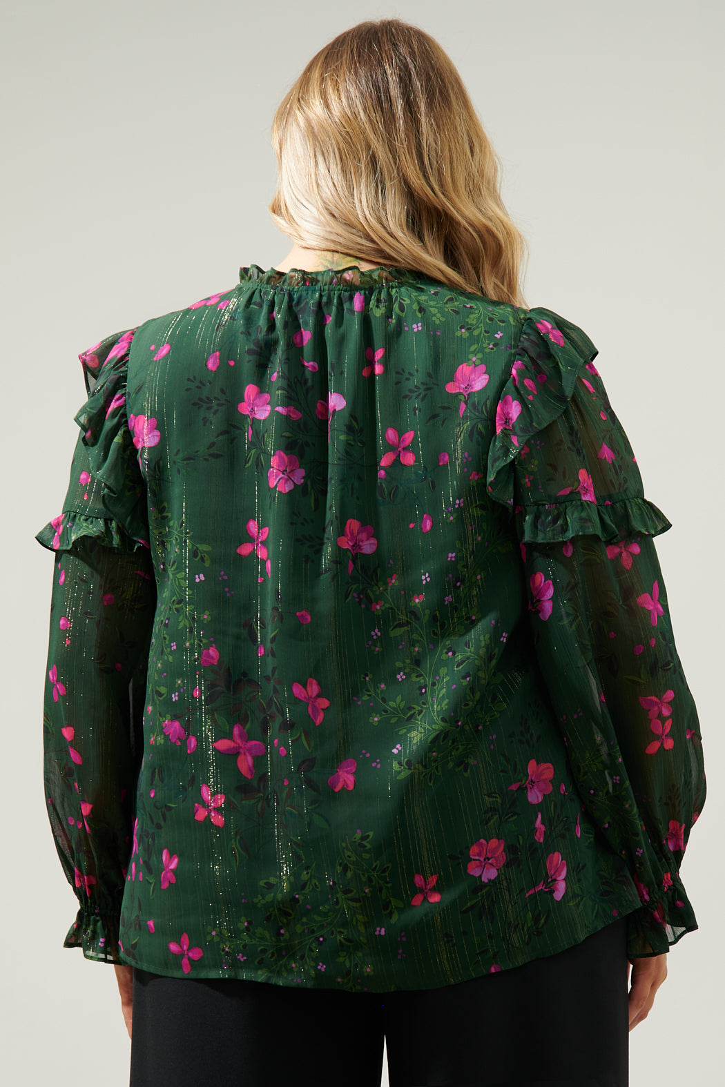 Juniper Floral Marquette Henley Blouse