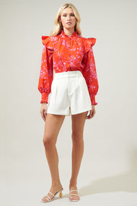 Ibis Floral Button Front Poplin Blouse