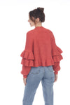 Rust Ruffle Sleeve Sweater