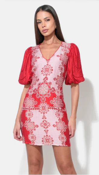 Caroline Bubble Sleeve Mini Dress