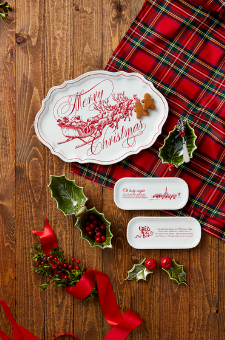 Merry Christmas Toile Platter