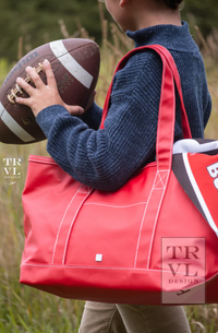 Red Midi Coated Tote