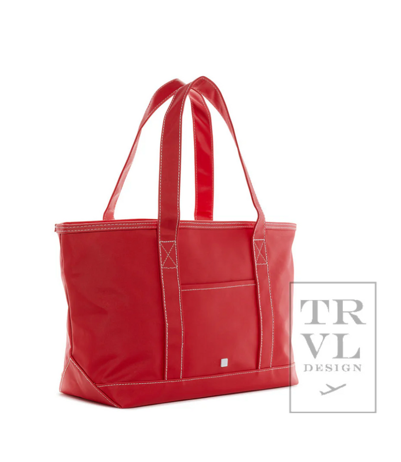 Red Midi Coated Tote