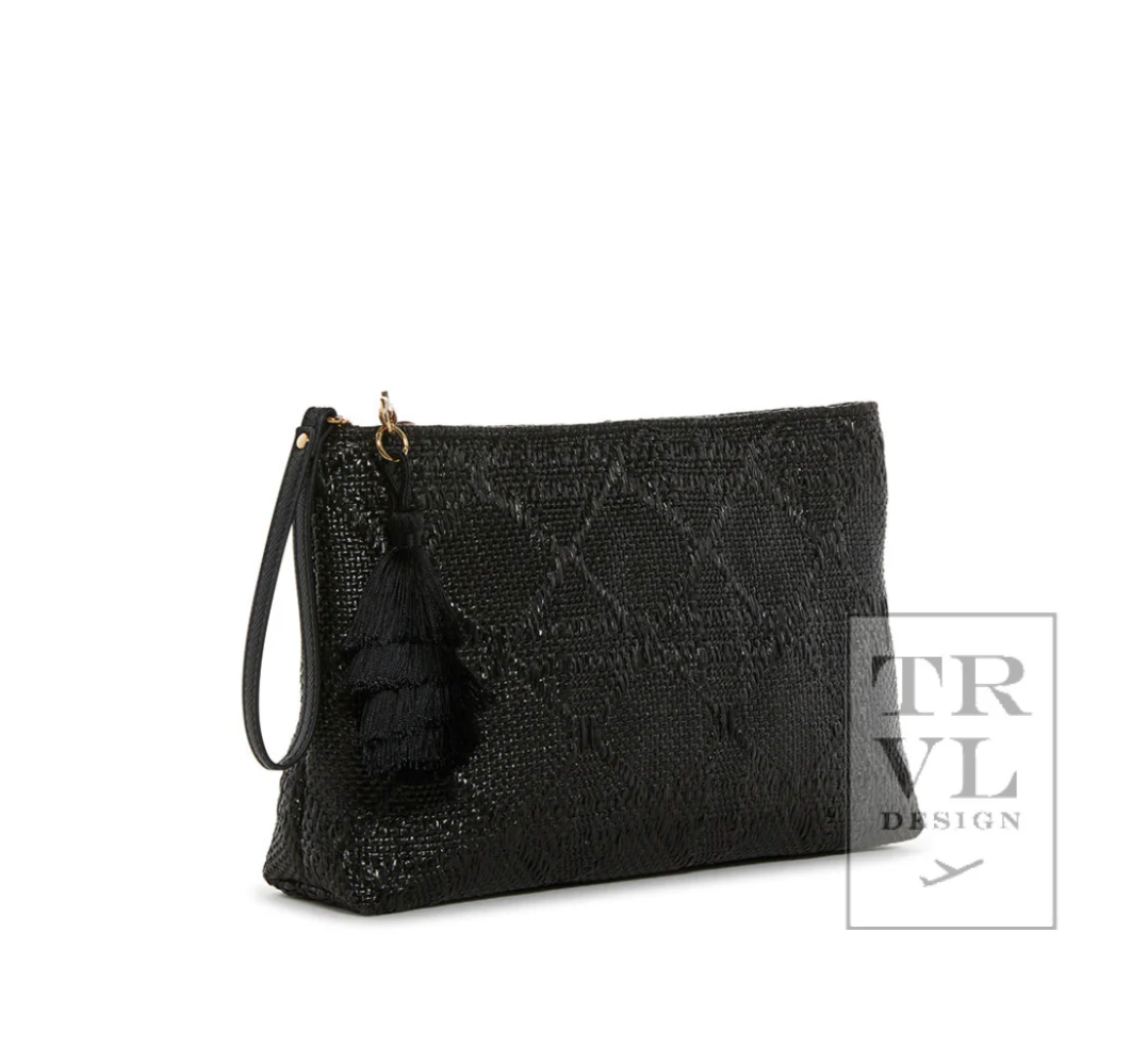 Black Bali Straw Clutch