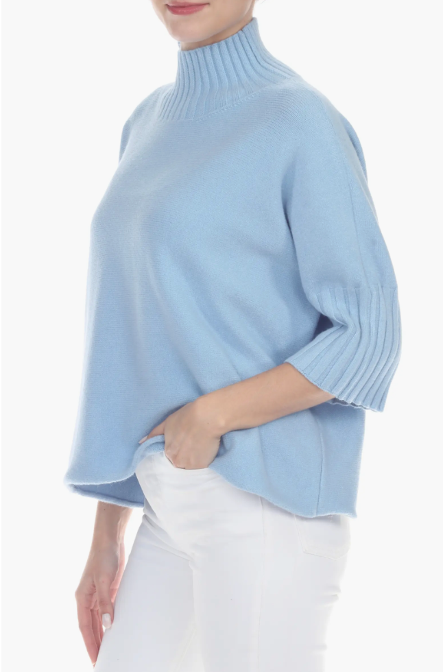 Super-soft Mock Neck Sweater - Ice Blue