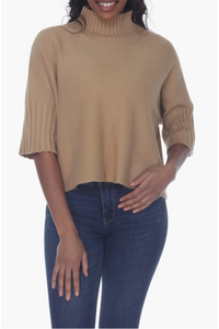 Super-soft Mock Neck Sweater - Camel