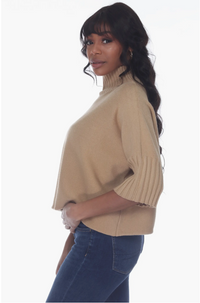 Super-soft Mock Neck Sweater - Camel