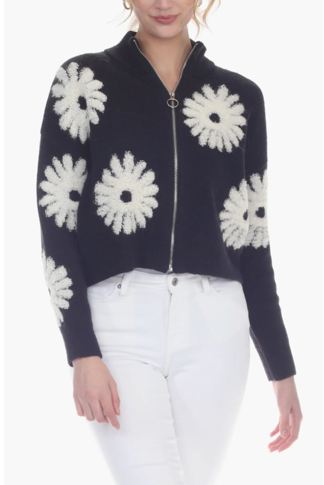 Flower Pop Zip Cardigan