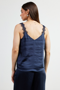 Navy Lace Trim Tank