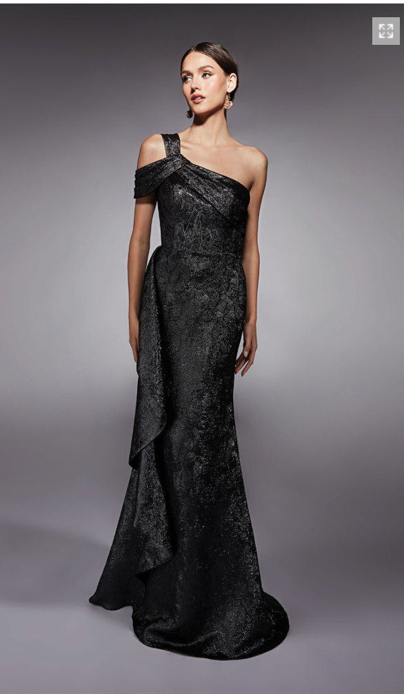 Charcoal One Shoulder Gown - AP-27734