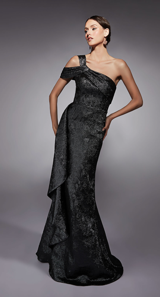 Charcoal One Shoulder Gown - AP-27734