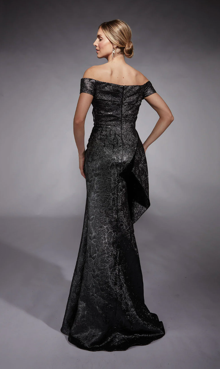 Charcoal Off-Shoulder Gown | AP-27735