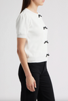 Short Sleeve Bow Cardigan