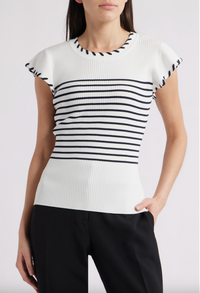 Striped Flutter Sleeve Sweater