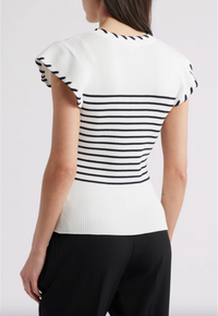 Striped Flutter Sleeve Sweater