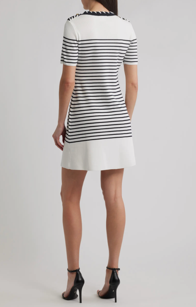 Stripe Stitch Epaulets Minidress