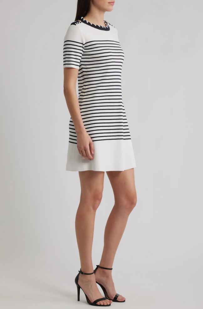 Stripe Stitch Epaulets Minidress