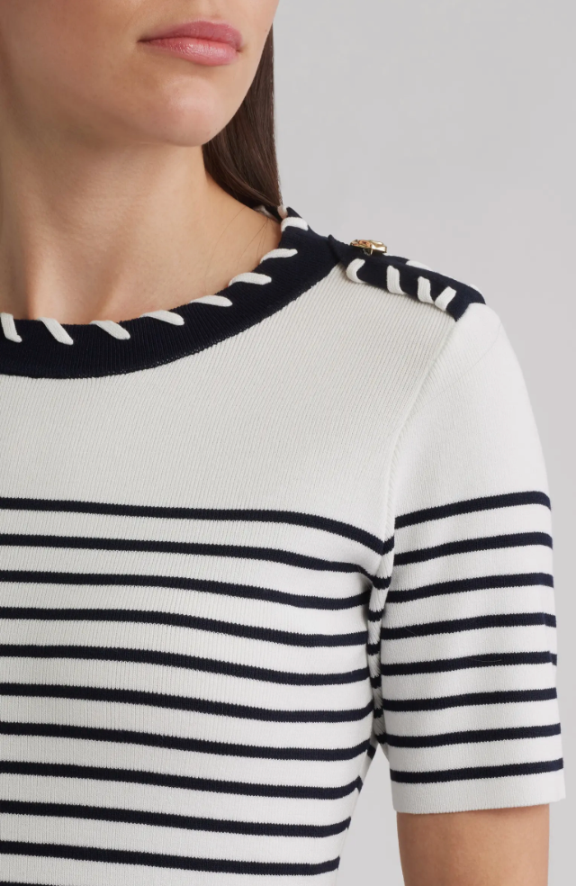 Stripe Stitch Epaulets Minidress
