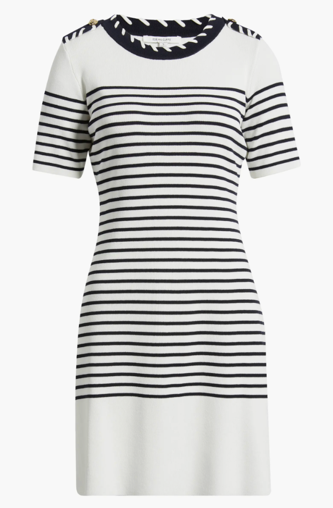 Stripe Stitch Epaulets Minidress