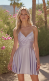 Lilac Santorini Satin Dress | AP-30018