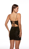 Black Cat-Eye Neckline Fitted Dress | AP-40131