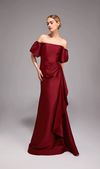 Burgundy Stretch Mikado Gown | AP-27863