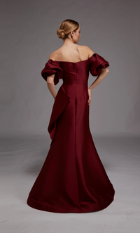Burgundy Stretch Mikado Gown | AP-27863