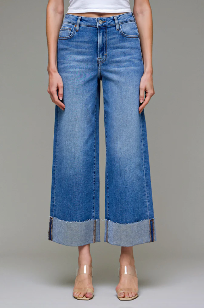 Nori Medium Wash Cuff Leg Jean