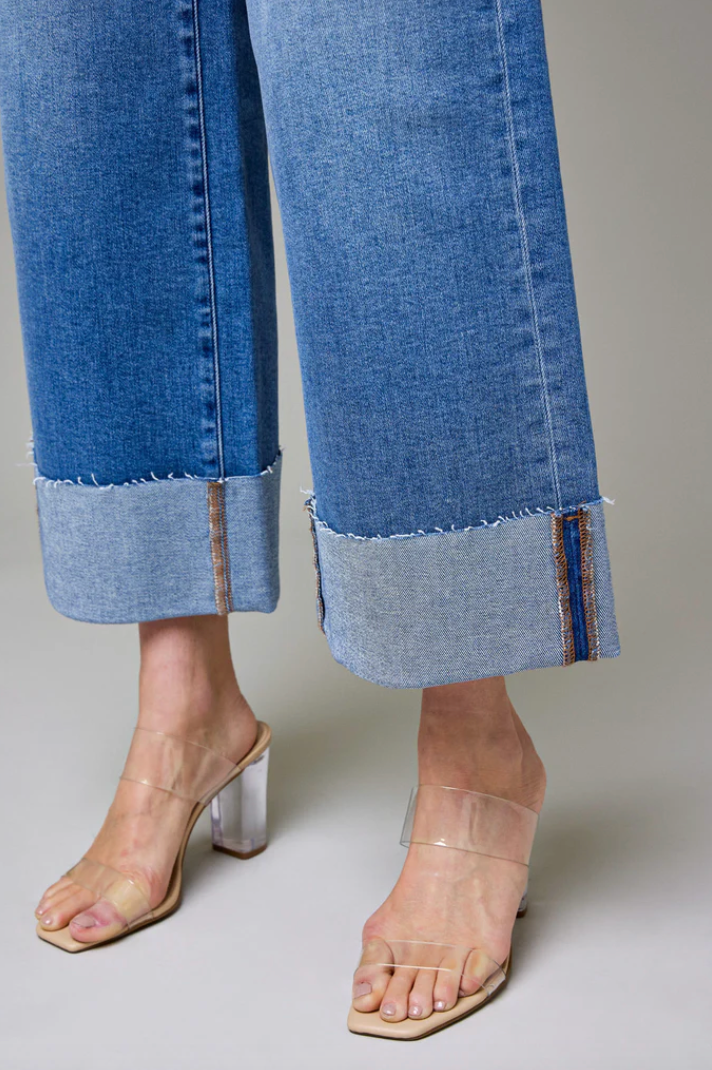 Nori Medium Wash Cuff Leg Jean